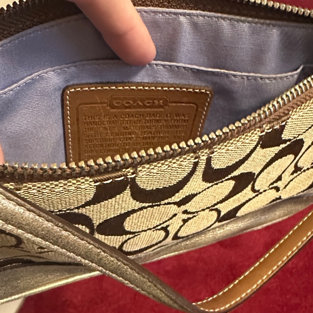 Coach Brown Signature Canvas Purse with Leather Trim - Picture 6 of 7